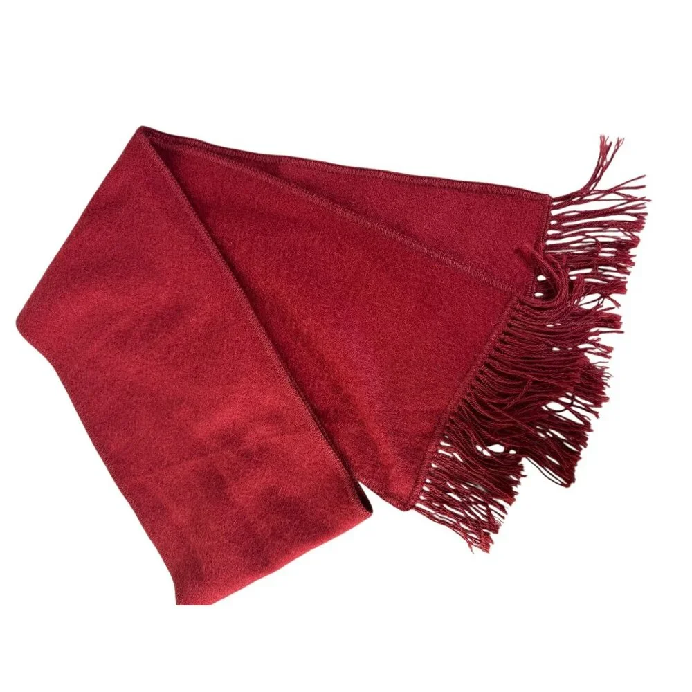 Ccahuantico Alpaca Scarf Red Fringe Made Peru OS Soft Cozy Fall Winter Western